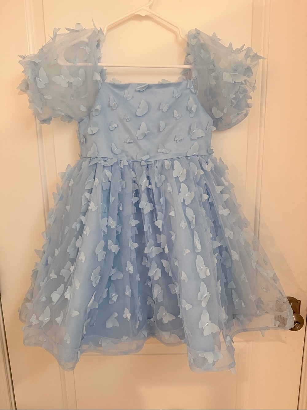 Light Blue Butterfly Tulle Party Dress for Girls